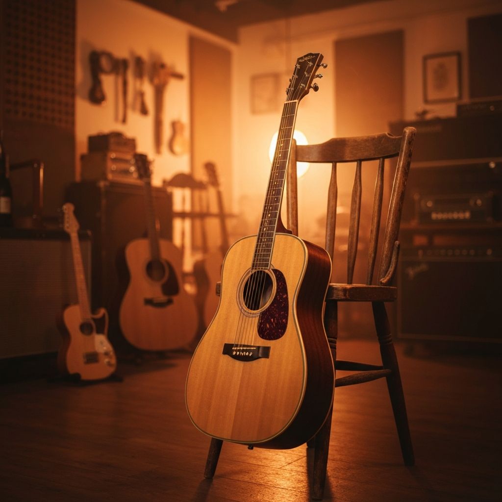 Gitara akustyczna w przytulnym studio